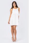 Легка біла літня сукня з оборкою 33670, Колір: Білий, Розмір: XS