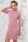 Мини платье с высоким воротником розового цвета 28682, Цвет: Светло-розовый, Размер: S