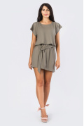 Стильное платье хаки с завязкой на талии 33903, Цвет: Хаки, Размер: XS