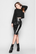 Спідниця жіноча з екошкіри з бахромою Carica UB-3033-8 58066, Колір: Чорний, Розмір: XS