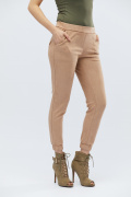 Замшеві брюки на манжетах 27943, Колір: Бежевий, Розмір: XS