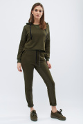 Спортивний костюм хакі зі світшотом та брюками 32025, Колір: Оливковий, Розмір: XS