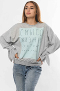 Серый свитшот с рукавами на завязках 36303, Цвет: Серый, Размер: XS
