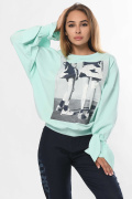 Стильний світшот із принтом на зав'язках 36304, Колір: М'ята, Розмір: XS