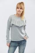 Модный свитшот с рюшей на груди 19621, Цвет: Серый, Размер: XS