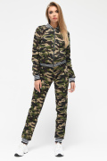 Спортивный костюм в стиле милитари с бомбером и брюками 29866, Цвет: Хаки, Размер: XS