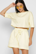 Летний костюм с кроп-топом и шортами цвет желтый 48801, Цвет: Жёлтый, Размер: XS