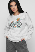 Жіночий сірий світшот з велосипедом 38691, Колір: Сірий, Розмір: S