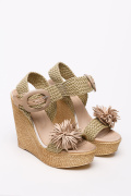 Плетеные босоножки на платформе 35262, Цвет: Бежевый, Размер: 37