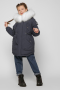 Стильна зимова куртка для дівчаток колір синій 36905, Колір: Синій, Розмір: 134