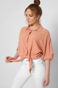 Модная персиковая блузка на завязке 36860, Цвет: Персиковий, Размер: M