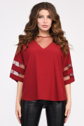 Женская блузка марсала оверсайз 35050, Цвет: Бургунди, Размер: XS