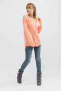 Стильный вязаный персиковый джемпер 20470, Цвет: Персиковий, Размер: ONE SIZE
