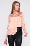 Персикова шовкова блуза в стилі преппі 35097, Колір: Персиковий, Розмір: XS
