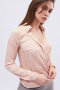 Елегантна персикова блузка з декольте 32558, Колір: Персиковий, Розмір: XS