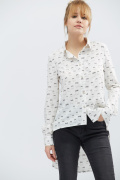 Подовжена шифонова сорочка "Котики в окулярах" 20310, Колір: Білий, Розмір: XS