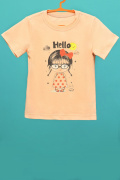 Дитяча футболка Standart з принтом Hello 34490, Колір: Пудровий, Розмір: 98