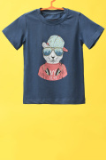 Дитяча футболка Standart з принтом кота 34494, Колір: Джинс, Розмір: 98