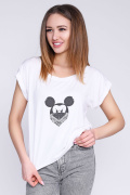 Белая женская футболка «Злой Микки-Маус» 57853, Цвет: Белый, Размер: M