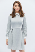 Сіра сукня з відкладним коміром та манжетами 32601, Колір: Сірий, Розмір: XS
