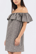 Літня сіра сукня з відкритими плечами і воланом 33694, Колір: Сірий, Розмір: XS