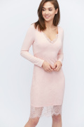 Гіпюрова рожева сукня з розрізом шліца 32820, Колір: Рожевий, Розмір: XS