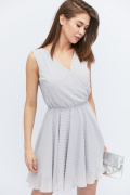 Легкое серое платье с юбкой-солнце 32836, Цвет: Серый, Размер: M