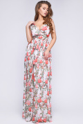 Квіткова сукня-максі 35777, Колір: Корал, Розмір: XS