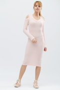 Міді сукня з розрізами на плечах 32340, Колір: Рожевий, Розмір: XS