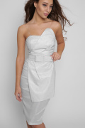Ефектна біла сукня з відкритими плечима 36385, Колір: Білий, Розмір: XS