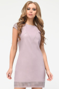 Шкіряна рожева сукня з перфорацією 34778, Колір: Світло-рожевий, Розмір: XS