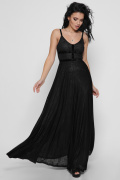 Изысканное черное платье макси 36389, Цвет: Черный, Размер: XS