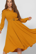 Романтическое длинное платье с расклешенной юбкой 36719, Цвет: Горчица, Размер: XS