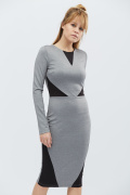 Трикотажное платье футляр 32335, Цвет: Серый, Размер: XS
