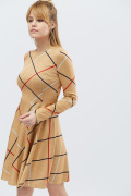 Сукня бебі-дол з малюнком у клітинку 32336, Колір: Бежевий, Розмір: XS