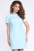 Жакардова міні сукня з вирізами на спинці та коротким рукавом 33011, Колір: Блакитний, Розмір: XS