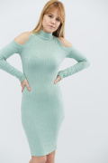 Демісезонна сукня з коміром і розрізами на плечах 32316, Колір: М'ята, Розмір: S