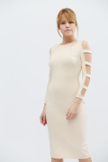 Сукня футляр з розрізами на рукавах 32321, Колір: Бежевий, Розмір: XS
