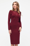 Стильное обтягивающее платье с гипюровыми вставками 34704, Цвет: Бургунди, Размер: XS