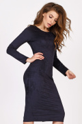 Замшева міді-сукня облягаючого крою колір синій 34994, Колір: Синій, Розмір: M