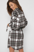 Шерстяное платье-рубашка в клетку 38271, Цвет: Графит, Размер: XS