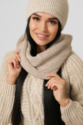 Жіночий в'язаний снуд колір бежевий 38361, Колір: Світлий бежевий, Розмір: ONE SIZE