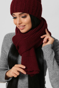 Вязаный женский бордовый шарф 38364, Цвет: Бордовый, Размер: ONE SIZE