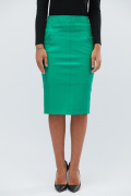 Спідниця жіноча з екошкіри міді з розрізом Carica UB-3031-12 58064, Колір: Зелений, Розмір: XS