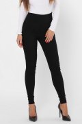Облягаючі чорні брюки на високій посадці 35981, Колір: Чорний, Розмір: XS