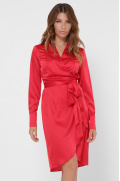 Шовкова червона сукня на запАх 36108, Колір: Червоний, Розмір: XS