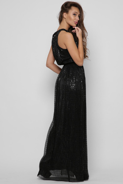 Изысканное вечернее платье в пол с пайетками 36498, Цвет: Черный, Размер: XS, изображение 4