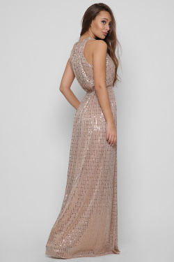 Вишукана вечірня сукня в підлогу з паєтками 36499, Колір: Золотистий, Розмір: S, зображення 2