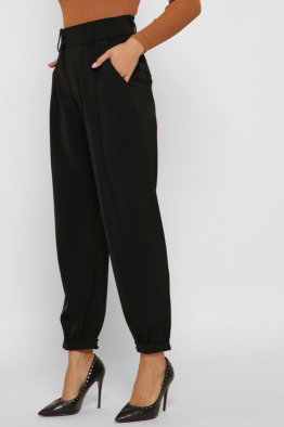 Стильные деловые брюки с отворотом 38097, Цвет: Черный, Размер: XS, изображение 3