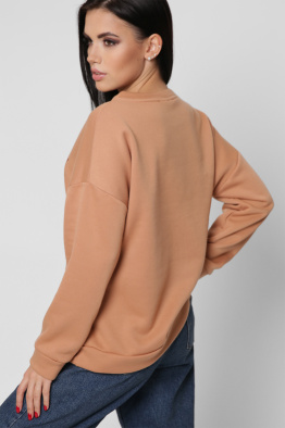 Широкий свитшот капучино с вышивкой 38654, Цвет: Капучино, Размер: L, изображение 3